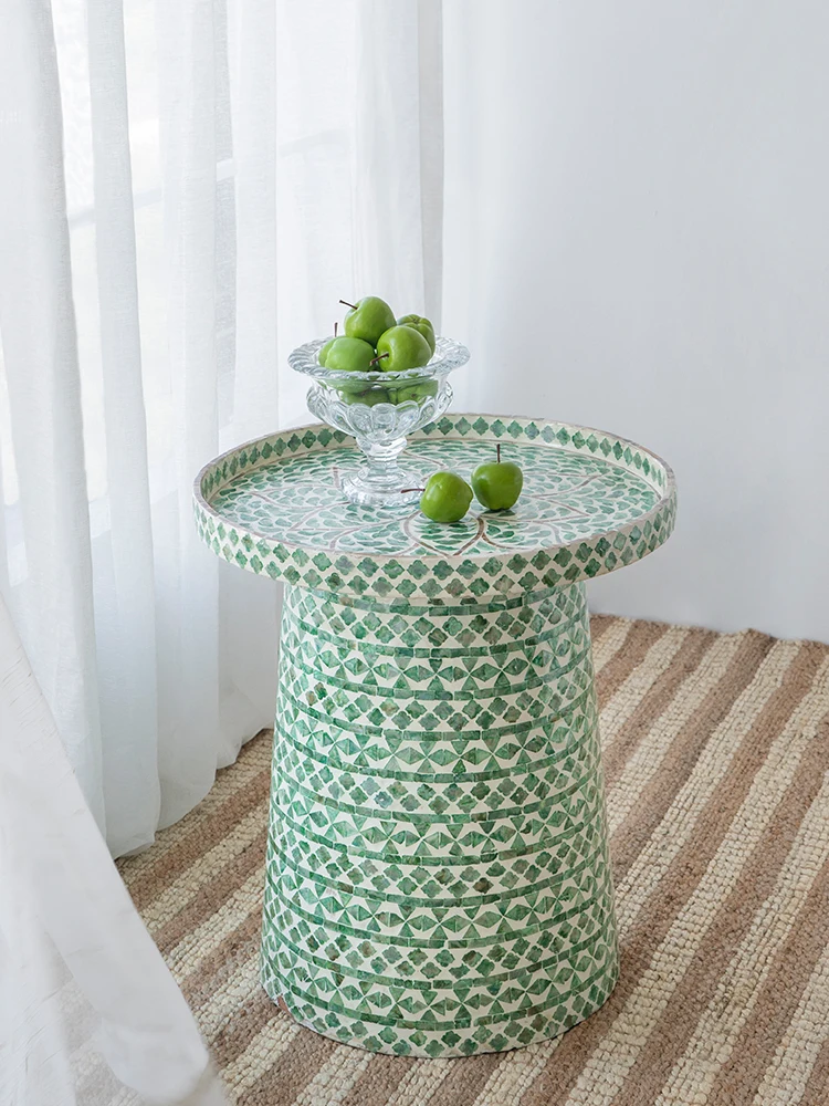 Splicing craft shell edge table, coffee table sofa small round table, whole corner table simple table