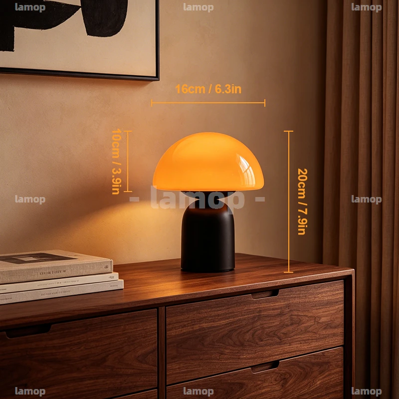 Glass Gentle‑Halo Dome‑Cap Canopy Jar‑Type Base Table Lamp Retro‑Literary Casual 3 Tone Mellow Aura Study Desk Shelf Decor