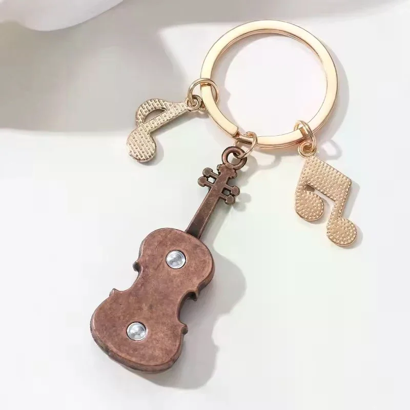 1 Piece Musical Instrument Music Key Ring Classic Violin Notes Enamel Keychain Good Gift For Friends Musician Handmade Jewelry