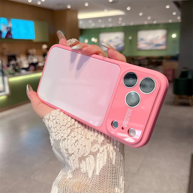 Luxury Candy Colors Gradient Phone Case For iPhone 17 16 15 14 Pro Max Large Window Glass Shockproof Protective Cover view 6