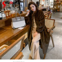 Retro Faux Fur Coat For Women 2023 Winter New High-End Luxury Marten Overcoat Long Artificial Mink Long Sleeve Jaquetas Feminina