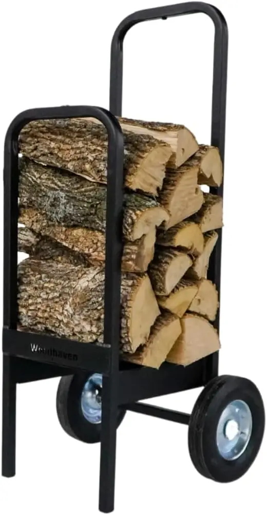 

Firewood Cart - Made in The USA - Convenient and Sturdy Rolling Wood Carrier for Easy Transport - Perfect for Indoor