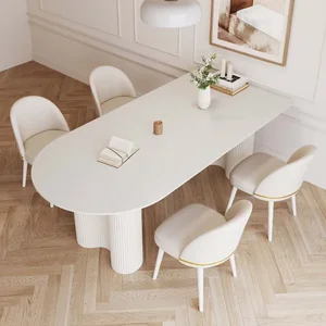 Mesa de jantar minimalista japonesa para varanda, Mesa de jantar branca, Design moderno 8 principais vendas mesa jantar branca - №6