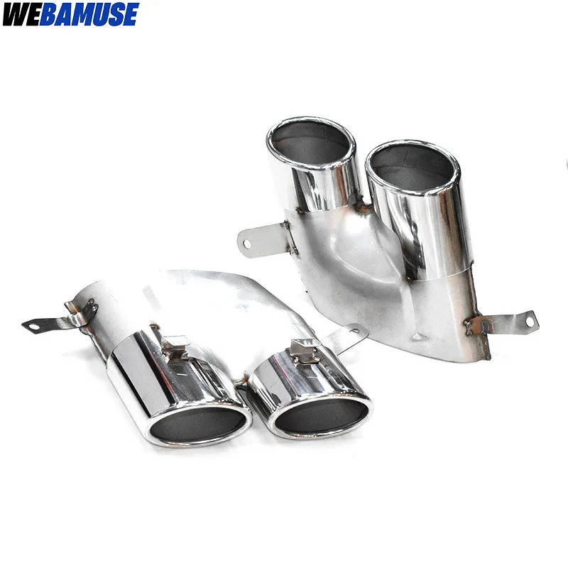 For Audi A6L A7L 2016 to 2018 Square Port Muffler Exhaust Tailpipe Upgrade S6 S7 Sport Quad Exit Stainless Steel Exhaust System