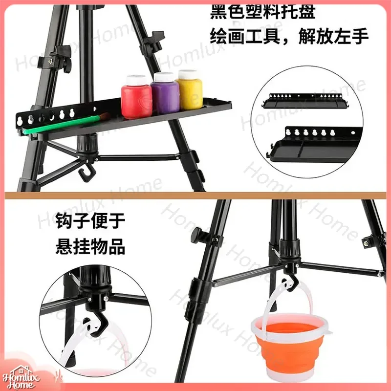 Portable Hand-Cranked Sketch Easel Tray Outdoor Artboard Easel Telescopic Display Stand Adjustable Triangle Drawing Easel for