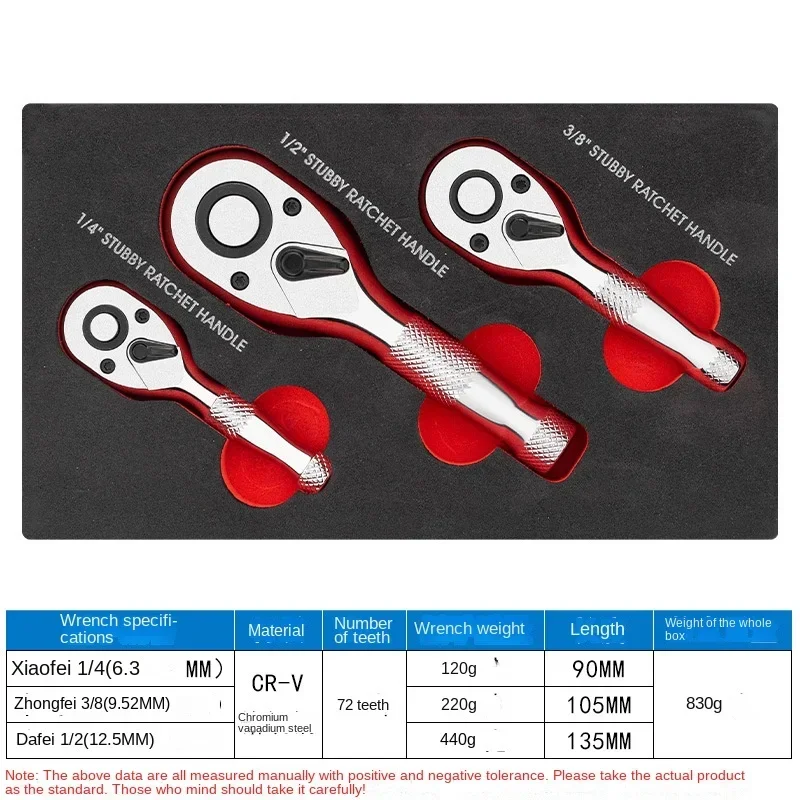 

Durable 72 tooth quick socket ratchet wrench large medium small flying bidirectional bull horn short handle mini auto repair wre
