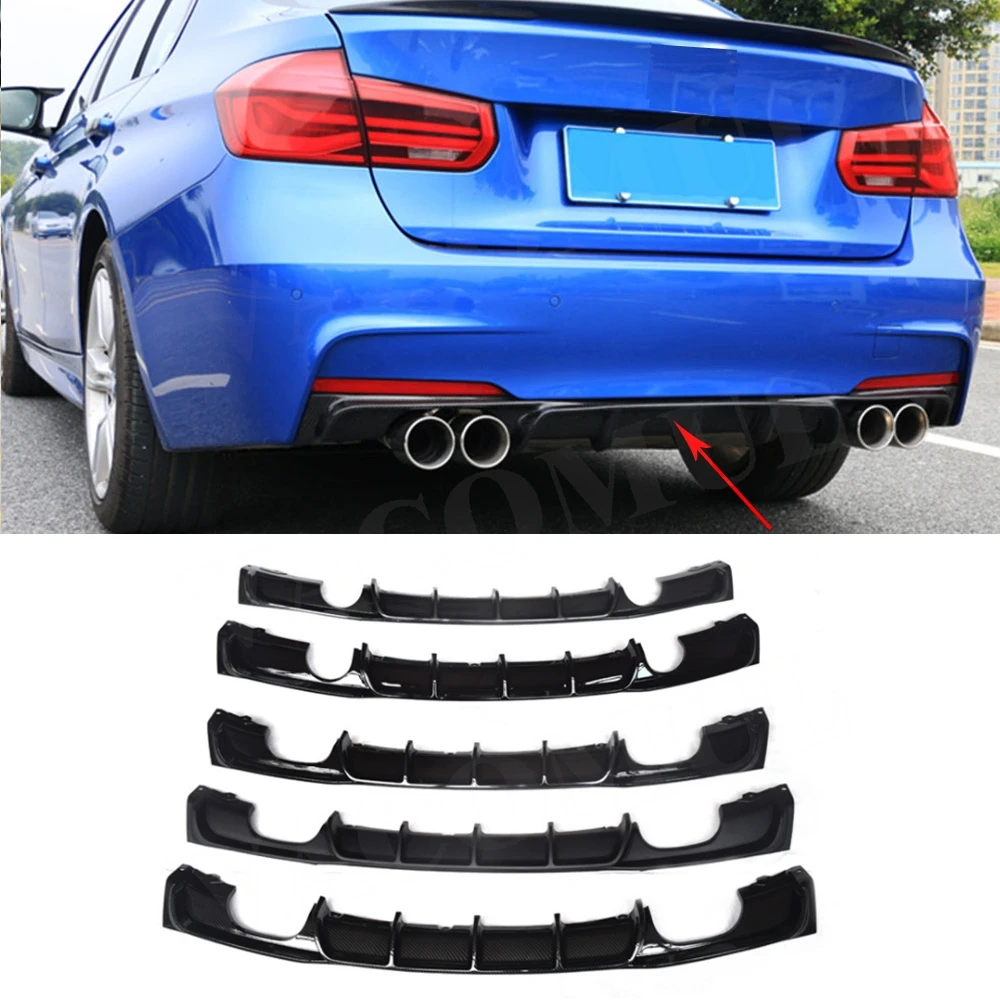 VACOMUL ABS Black Carbon Fiber Look Rear Bumper Diffuser Lip Spoiler For BMW F30 M Sport 2012 - 2017 Fins Shark Style Diffuser