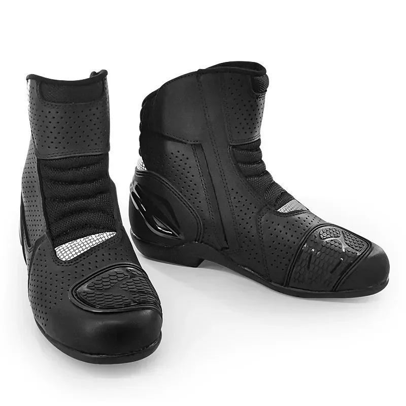 Summer Motorcycle Riding Boots for Men and Women Protective Waterproof Comfort Motocross Boots Cowhide Non-slip Wear Resistance