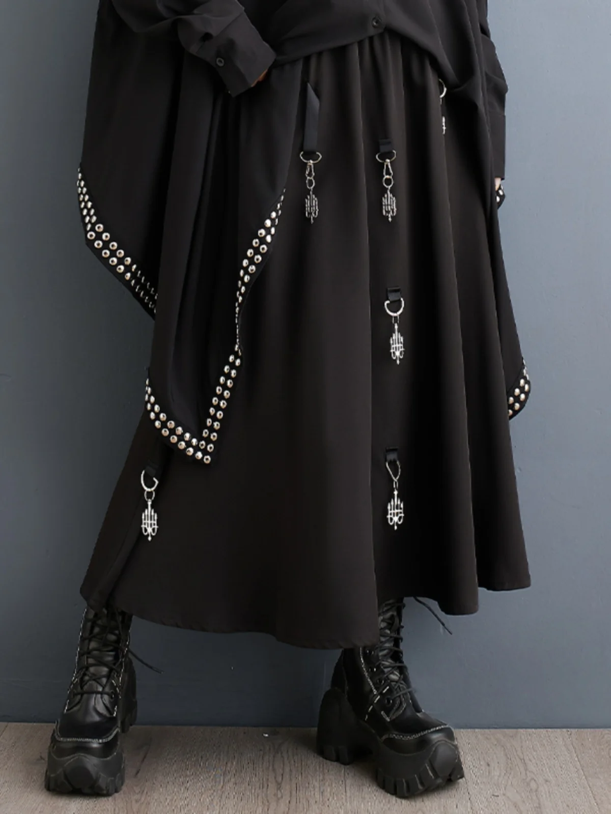 Falda Holgada de Moda para Primavera/Verano, Nueva Falda con Diseño de Candelabro, Versátil, Corte en A, Cintura Alta, Poliéster