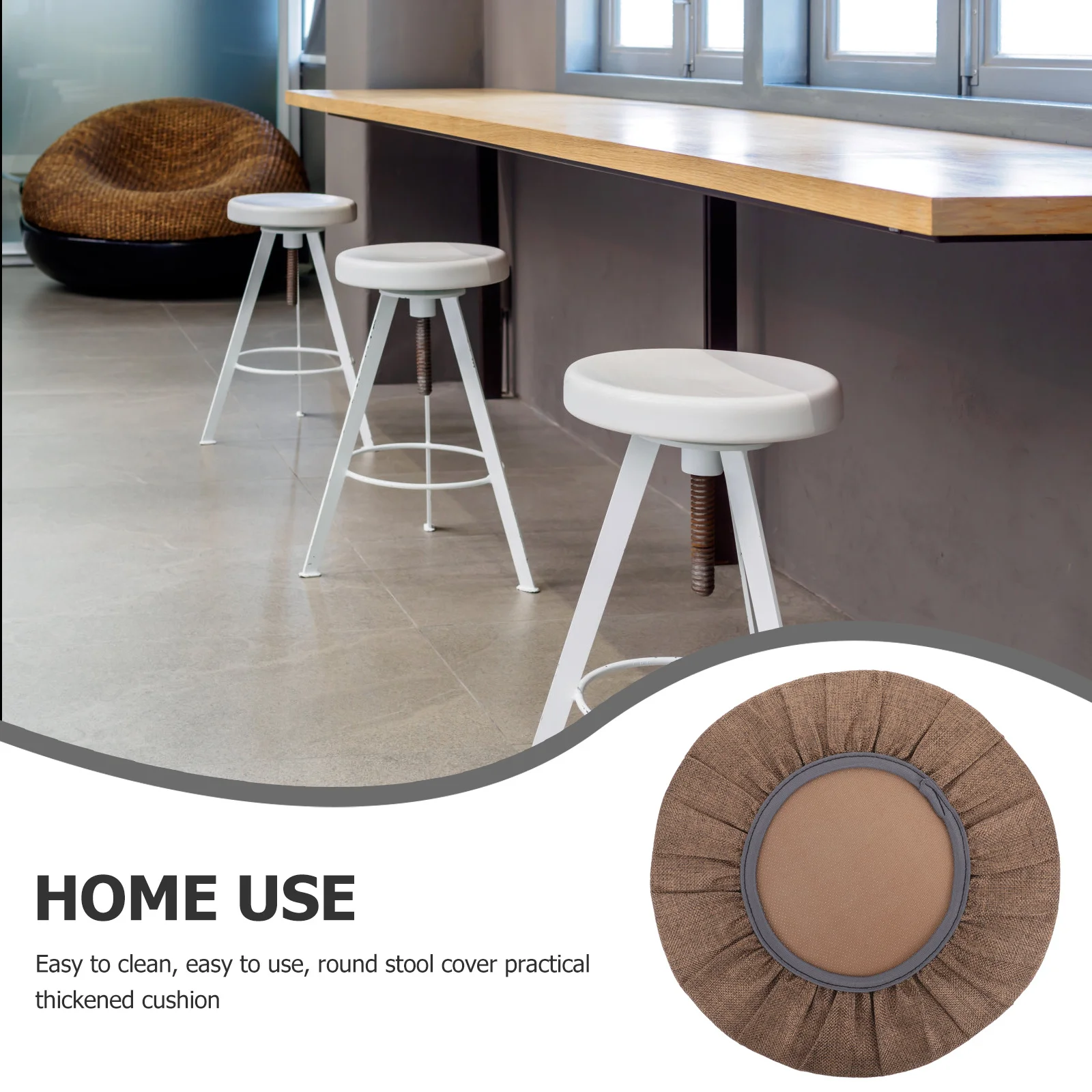 

Stretchy Padded Round Stool Cover for Bar Kitchen Dining Room Seat Cushion Elastic Home Office Decor Round Stool Covers