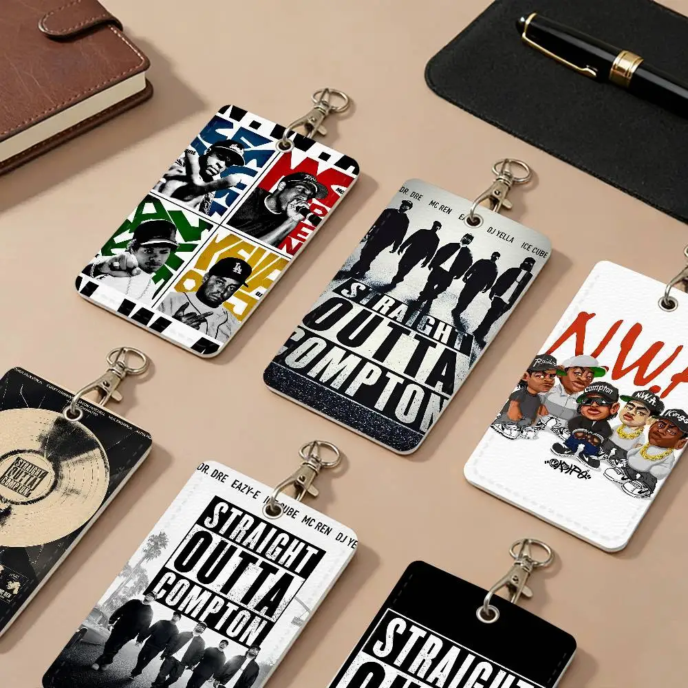 n-NWA Hip Hop Rapper PU Leather Card Holders Anti-lost Protective Cover Cases Cards