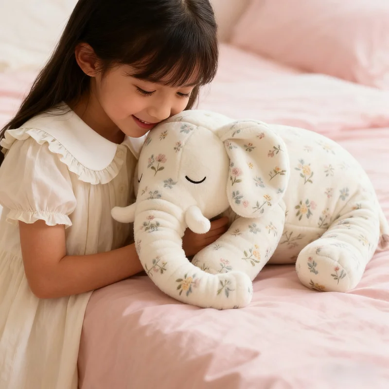 

Cute Plush Floral Elephant Pillow Doll Girls Sleep Companion Toy Doll Gift For Girls Soft Stuffed Animal Collectible Toys
