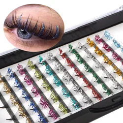 Cluster Volume Lash Mix Color Fashion Glitter Fluffy Fairy Spikes False Eyelashes Shiny Colorful Eyelash Extension For Make Up