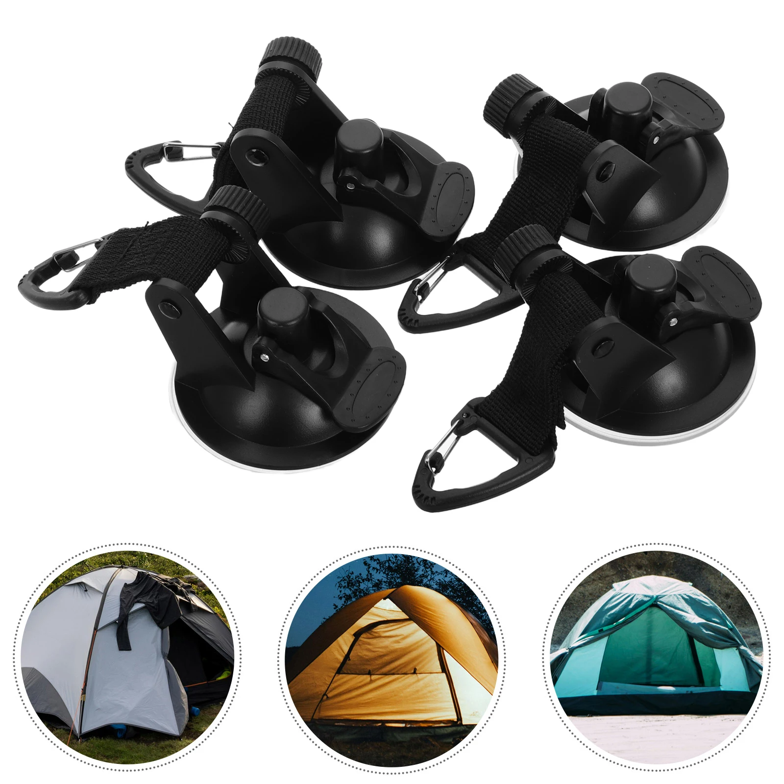 

4 Pcs Car Suction Cup Hooks for Rv Awning Camping Large Suction Tie Down Trailer Firm Attach Smooth Portable Waterproof Black