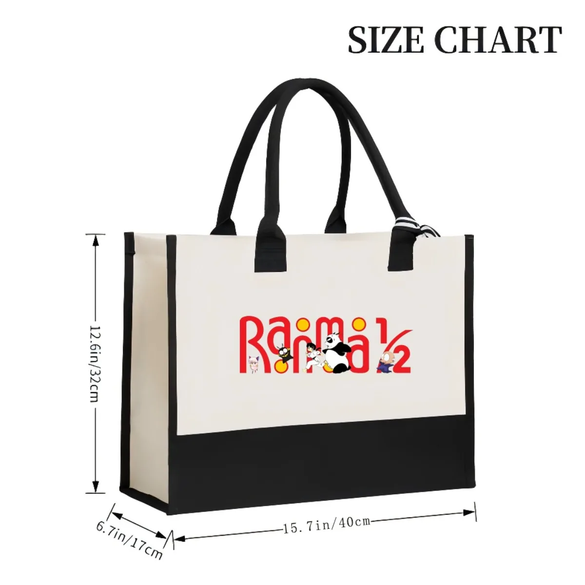 Ranma 12 شعار مضحك 2026 وصول جديد موضة عملية واسعة قابلة لإعادة الاستخدام حمل حقيبة نمط طباعة 2 لهجة الثقيلة كتف كبير