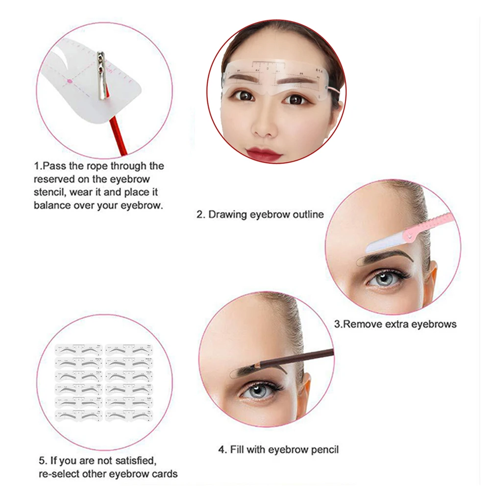 Herbruikbare Wenkbrauw Shaper DIY 6PCS Set Zachte Liniaal Brow Definer Wenkbrauw Stempel Kaart Zachte Liniaal Stencil Vormgeven Make-Up Tool