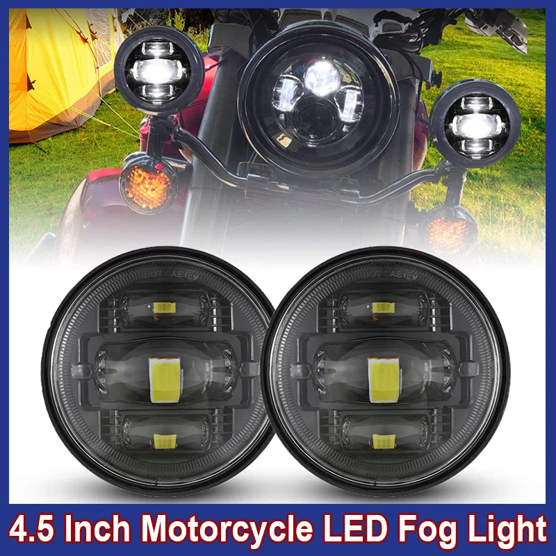 2/4Pcs Motorcycle LED Fog Lights Motorcycle Accessories 4.5 Inch LED Passing Light LED Fog Lamps For Motorcycles Auxiliary Light