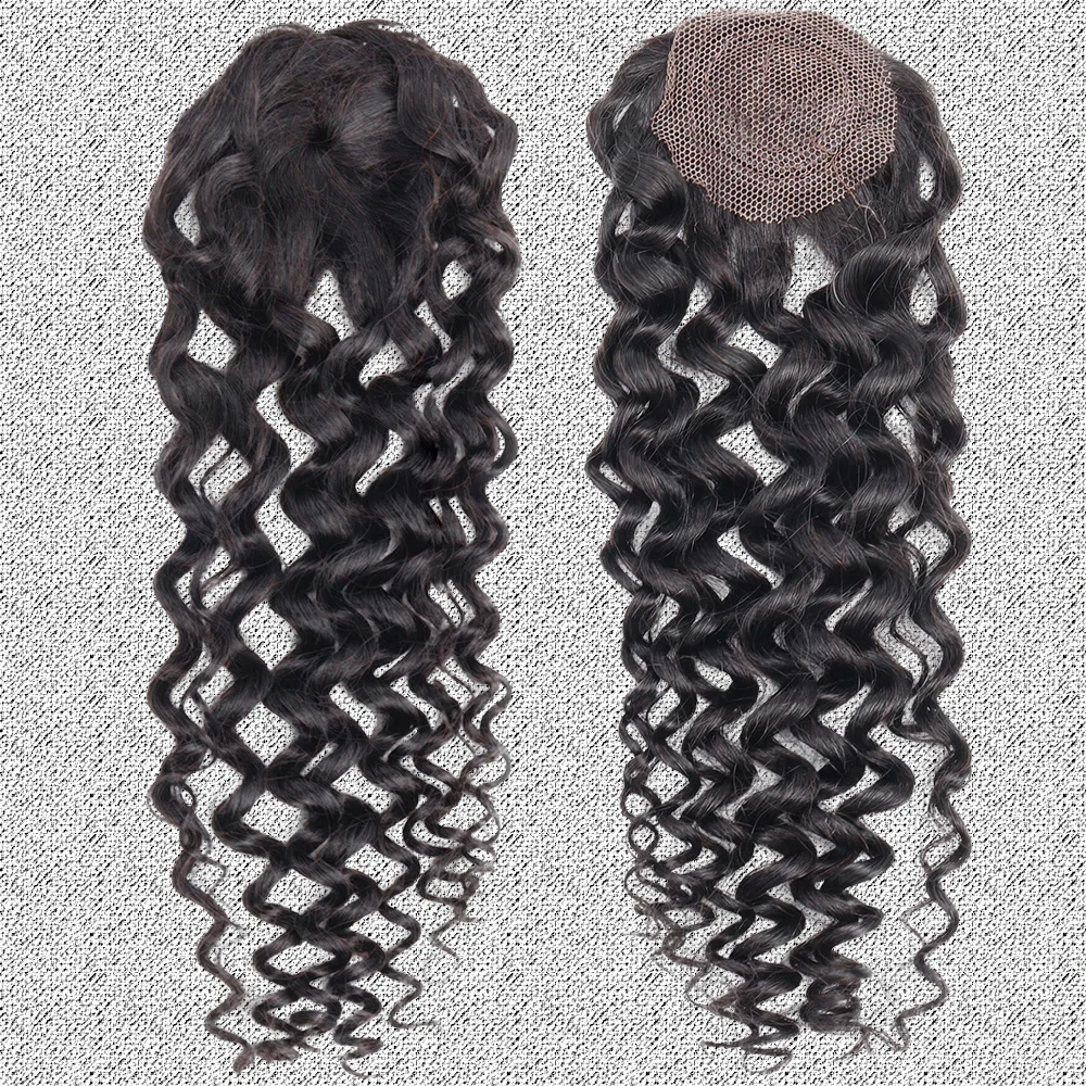Rambut Keriting Kinky Bundel Rambut Asli Brasil Tanpa Proses Kimia Dengan Closure Warna Alami Ekstensi Rambut Manusia