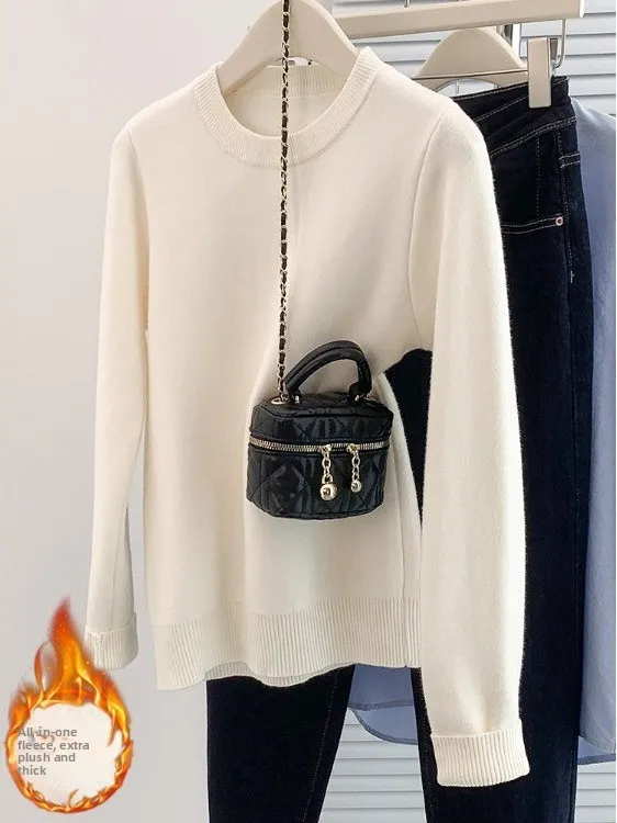 Cseta de Camere Luxuosa Tricotada Fena de Manga Longa Ajustada Csa de Camada Base Moda para Outono Inverno Novo E...