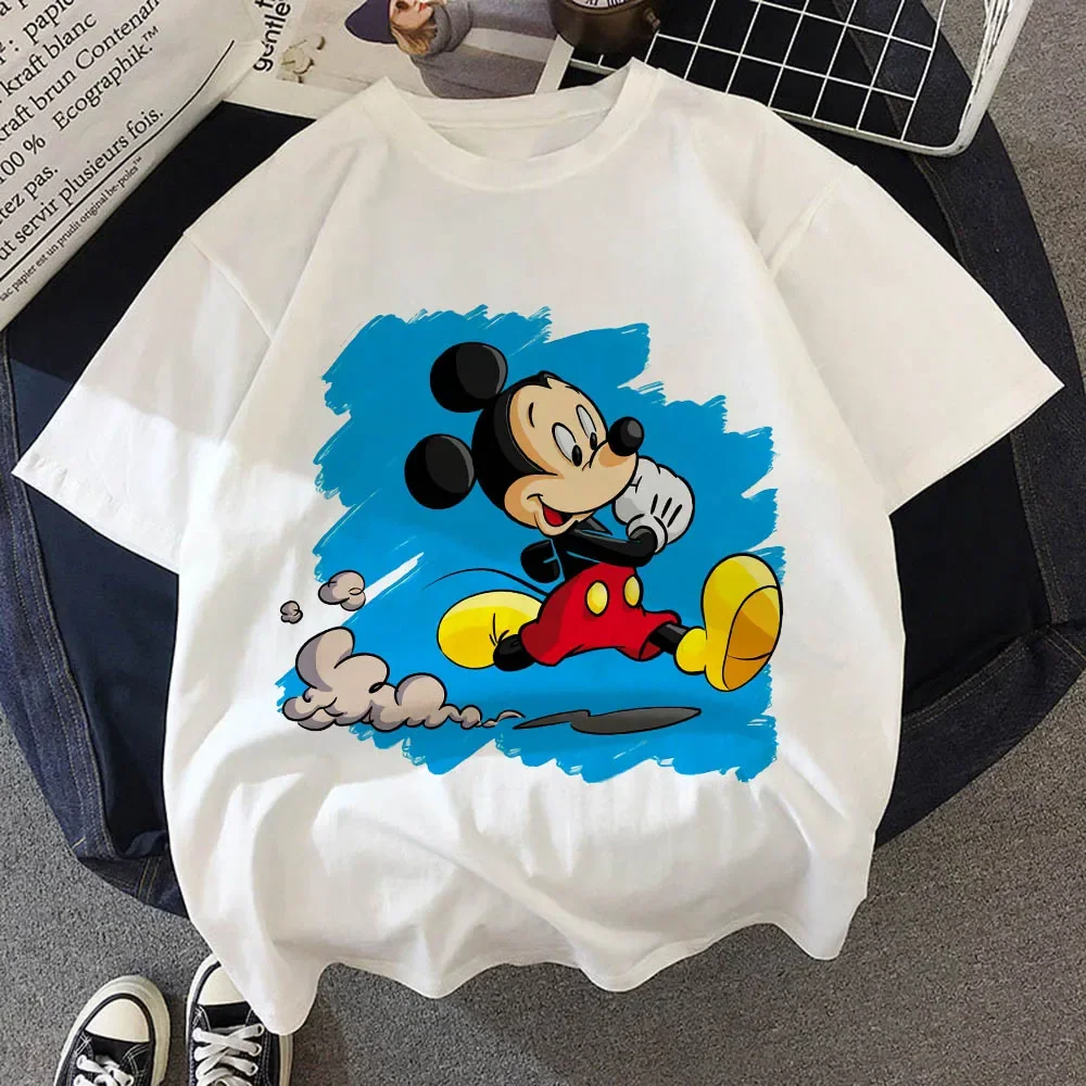 Disney-Camisetas infantis de Mickey e Minnie Mouse, top anime kawaii para menino e menina, roupas infantis, verão