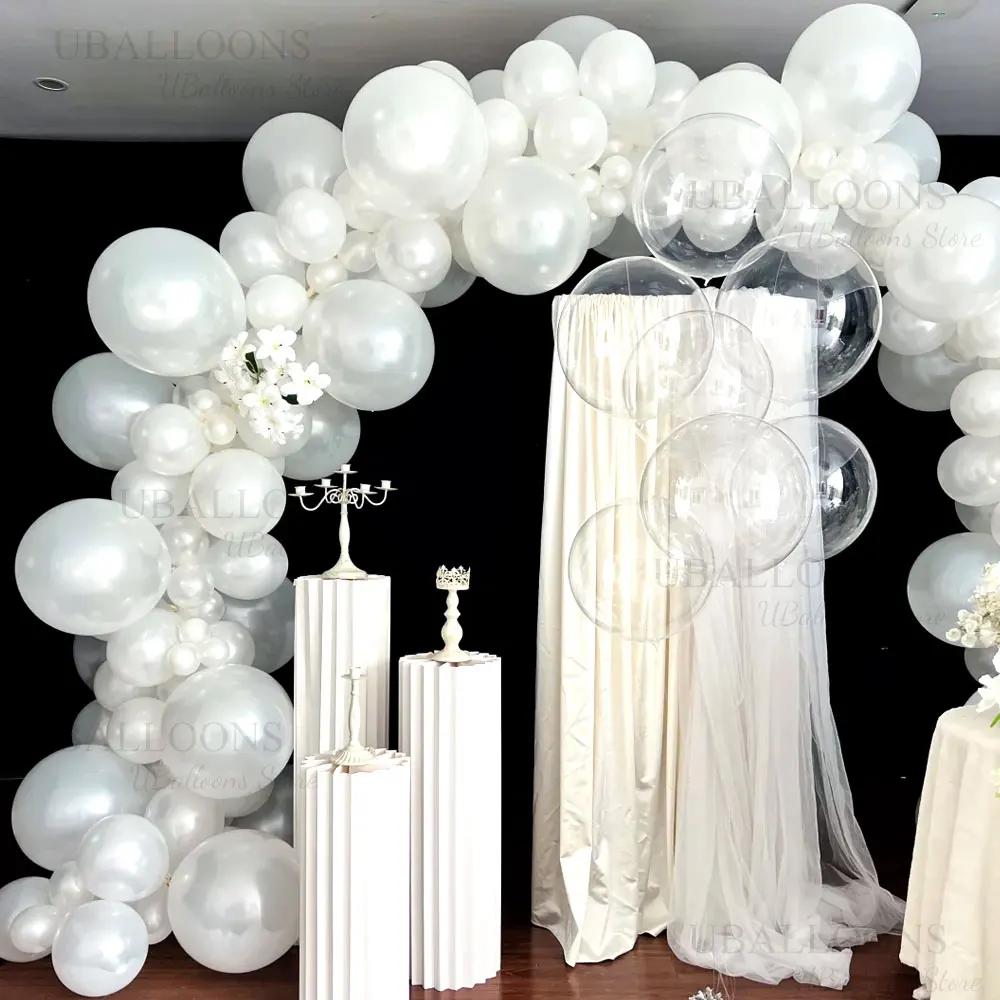85 Stück perlweiße Luftballons, Girlande, 5/10/12/18 Zoll, glänzendes weißes Ballonbogen-Set für Geburtstag, Babyparty, Hochzeit, Party-Dekoration – Detail 4
