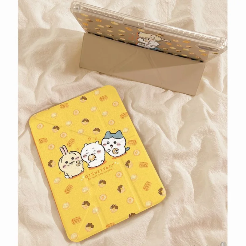 漫画アニメ「ちいかわ」タブレット保護ケース、三つ折り、ペンホルダー