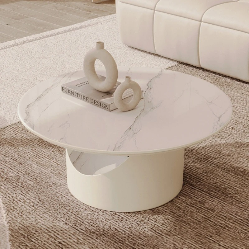 Modern simple glass surface small brown tempered glass coffee table living room household round small apartment small table
