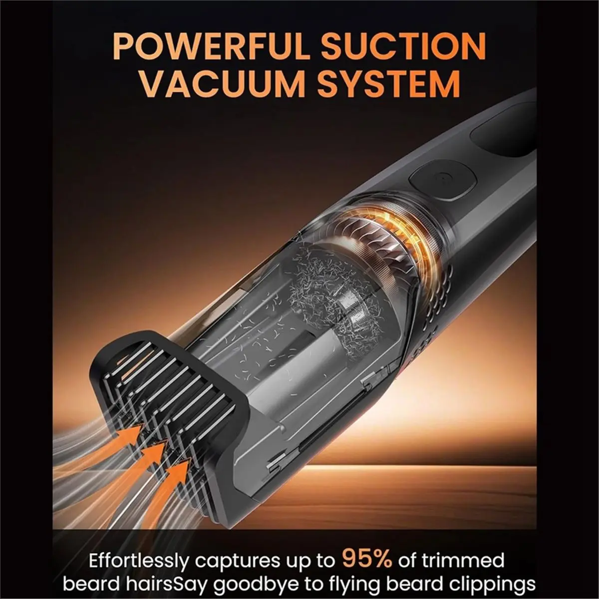 Big Discount Vacuum Beard Trimmer for Men with 20 Length and Styles Adjustable, Built-in Vacuum Trimmer for Mustache, Sideburns
