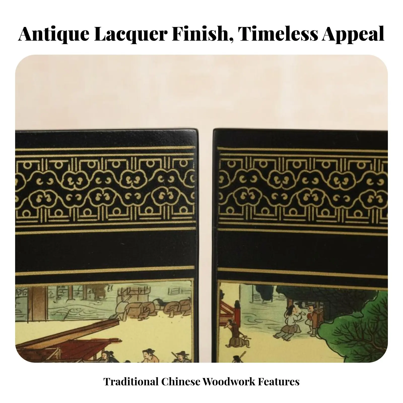 

Антикварная лакированная мини-ширма, деревянное изделие ручной росписи, китайский складной декор, вневременный акцент для рабочего стола, подарок