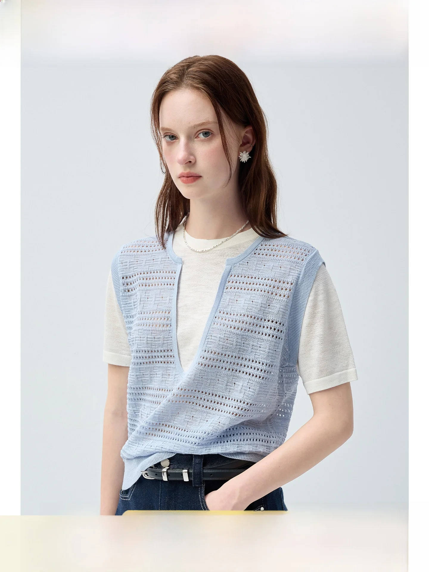 

Slimming Effect Knitted Short Sleeve T-Shirt for plus Size Women Summer Versatile Casual Style Korean Fashion Big Size Top