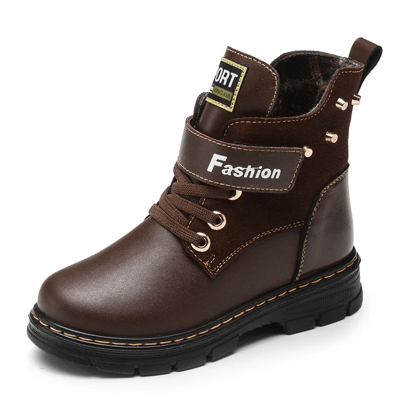 Meninos Botas Crianças Outono Inverno Novas Meninas Quentes Couro Bota de Algodão Coreano Moda Casual Crianças Bota are أحذية غير رسمية