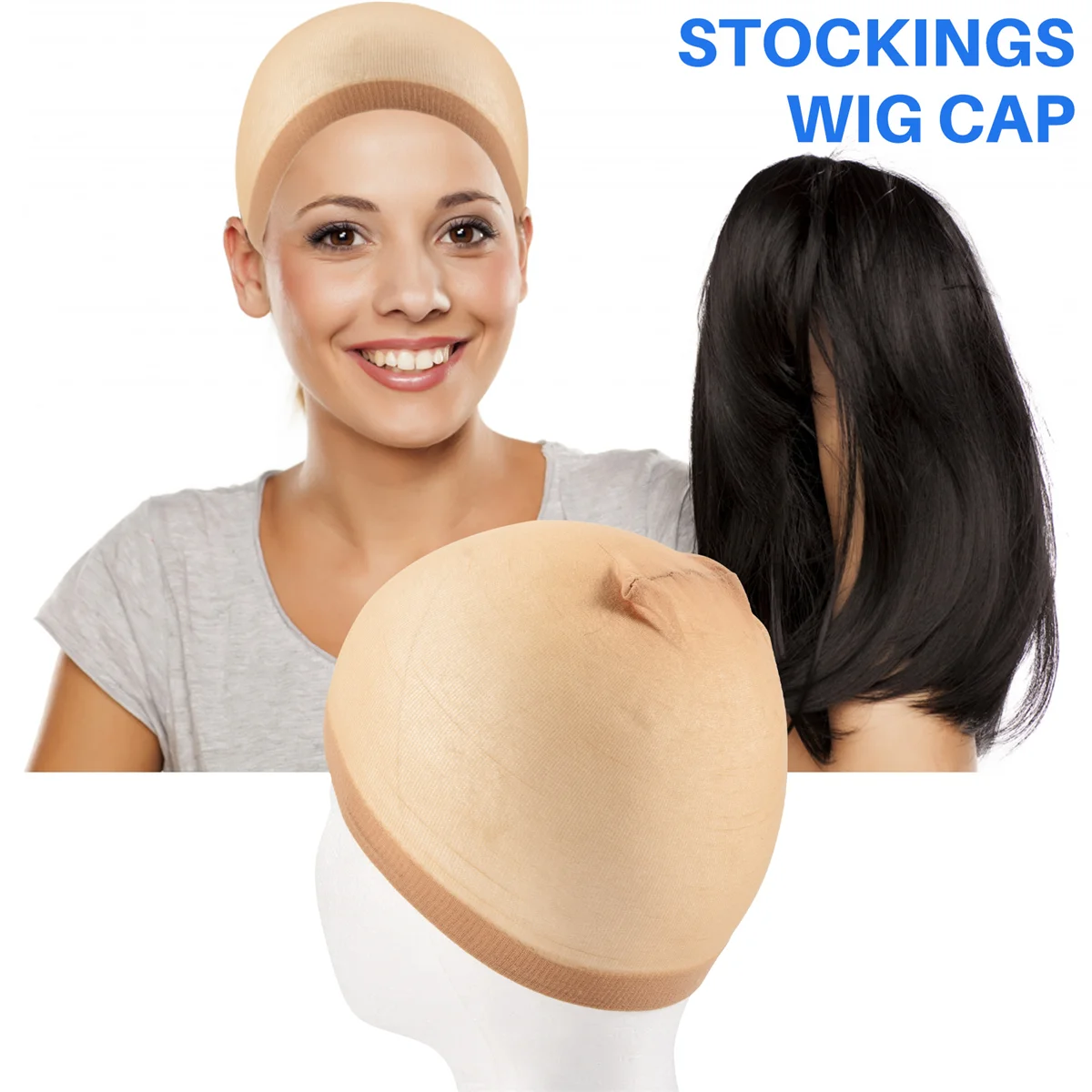 Cuffia per parrucca deluxe Retina per capelli per tessuto 2 pezzi/pacco Retine per parrucca per capelli Cuffia per parrucca in rete elasticizzata per realizzare parrucche Formato libero (tono della pelle)