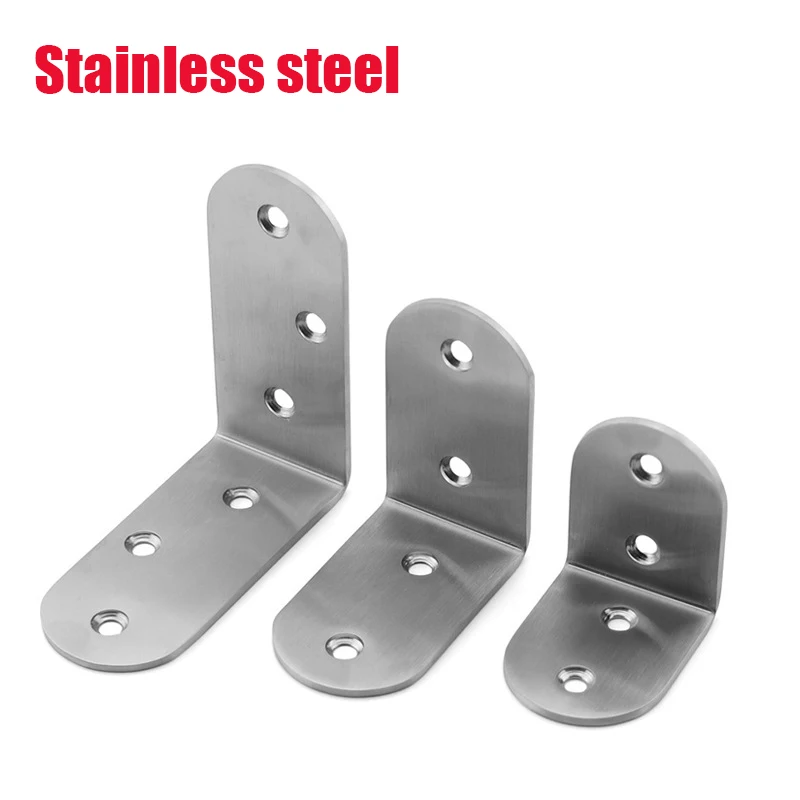 L Shaped Corner Brackets Stainless Steel Bracket Fastener 90 Degree Right Angle Connectors for Wood Furniture Bedframe Cabinet