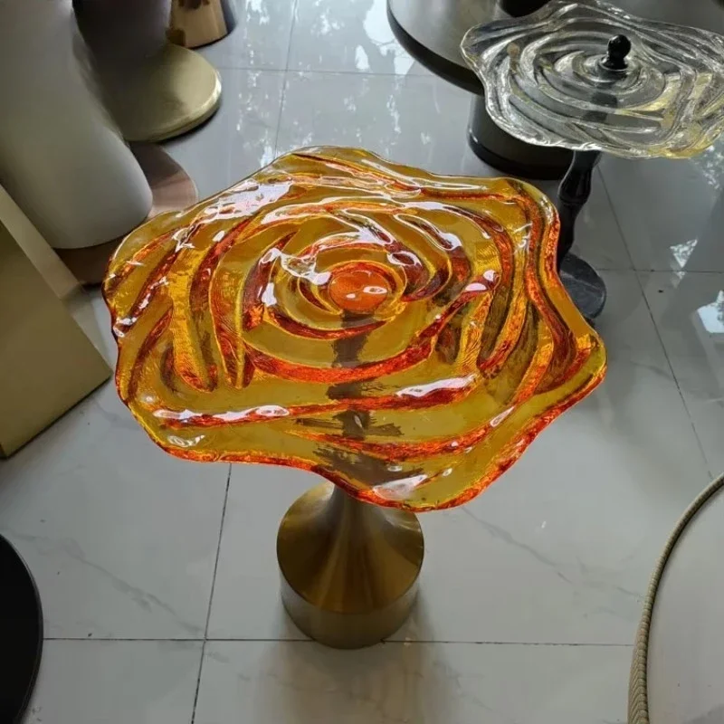 Modern Mushroom Side Table Resin Acrylic Wave Side Table Plastic Nordic Color