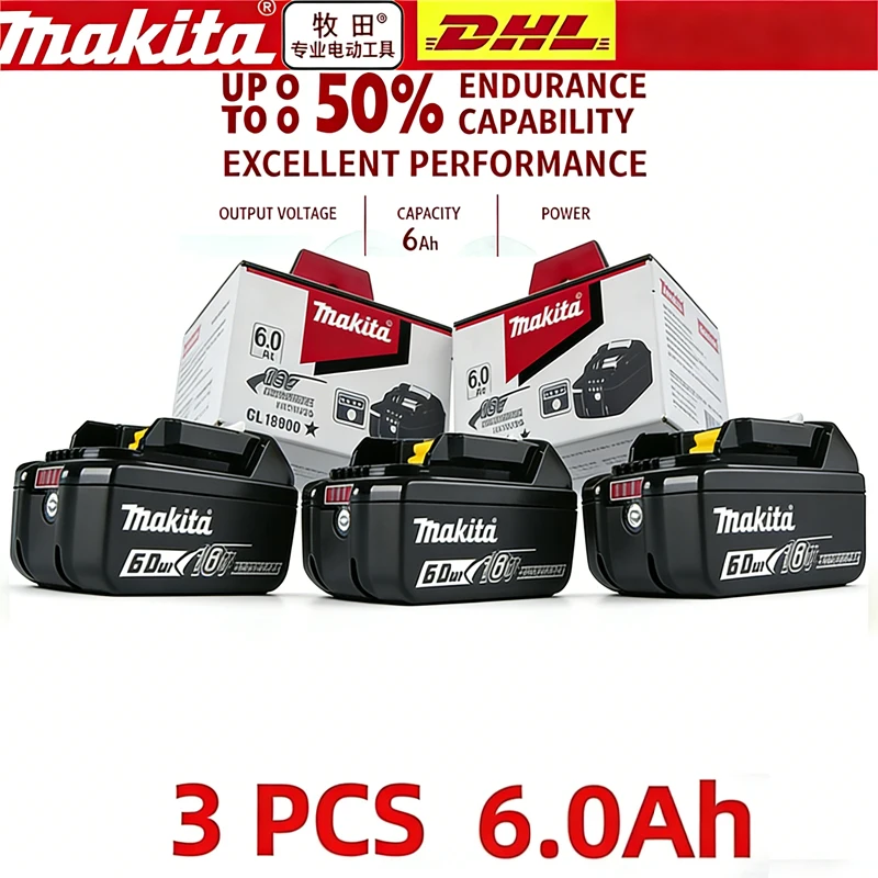 Makita Original Lithium-Ionen-Akku 18V 6000mAh 18V Ersatzakkus BL1860 BL1830 BL1850 BL1860B