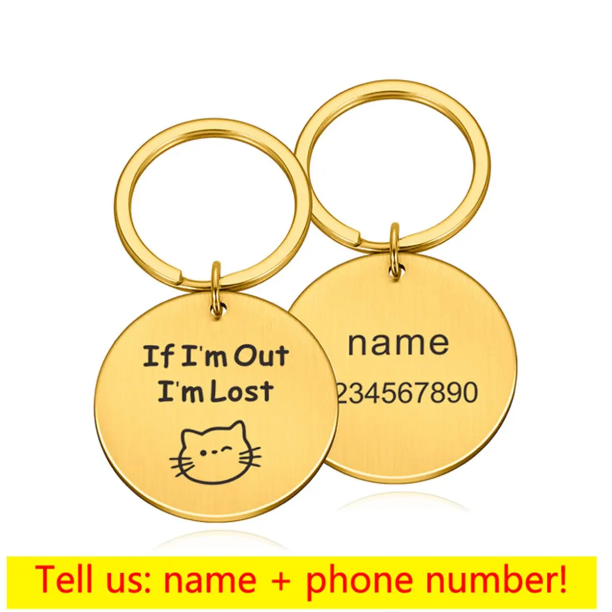 

1 pc funny cute cat Tag Laser Engraving Pet Engraved Record Tel Address For Kitten or cats