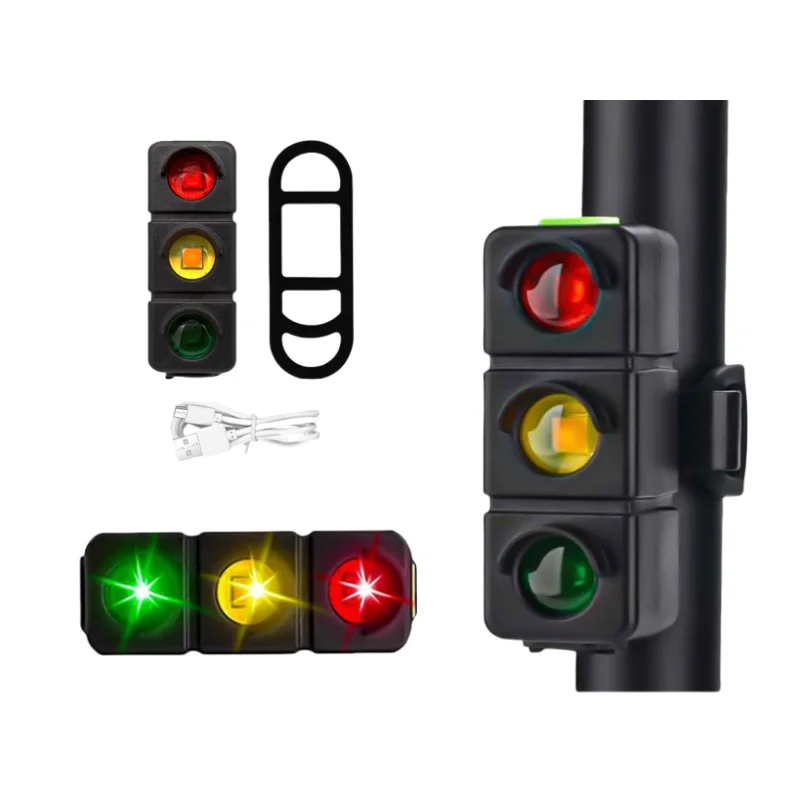 

Bicycle Taillight Red Yellow And Green Three-Color Night Riding Warning Light Seven Modes USB Charging High Brightness Taillight