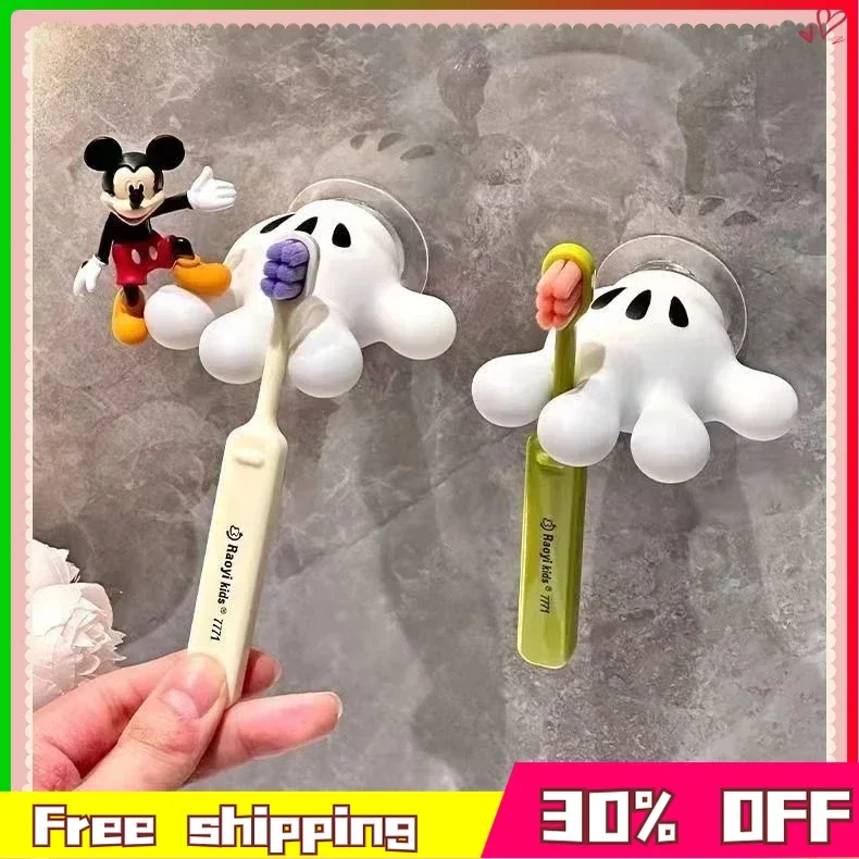 7cm Mickey Mouse Palm Toothbrush Cartoon Cute Storage Rack Bathroom Hook with Suction Cup Traceless No Punching Required Holder