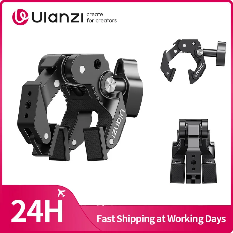 ​Ulanzi CO78 Super Clamp 3-Jaw Super Clamp for Flat Surface Round Tube Super Clamp for Outdoor Photography for Cycling
