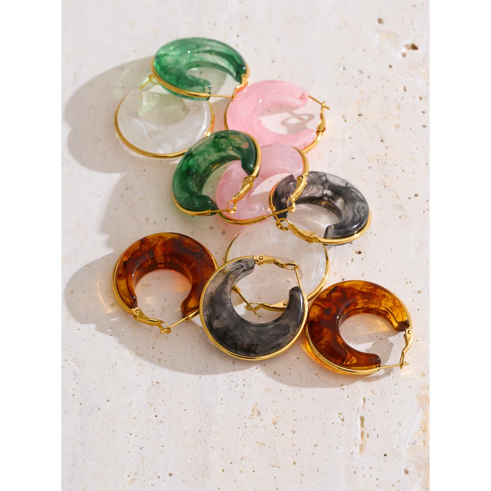 Chunky Acetate Hoop Earrings | Stainless Steel Daily Jewelry
