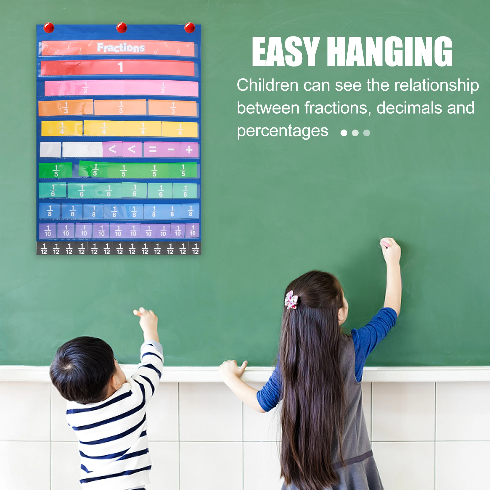 مجموعة واحدة من بطاقات الكسور التعليمية، مخطط كسور متين، مخطط عشري لتعليم الرياضيات، رقم مجموعة أدوات الفصول الدراسية