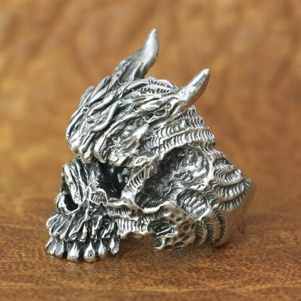925 Sterling Silver Huge Demon Skull Ring TA160 US Size 8~15 BZ