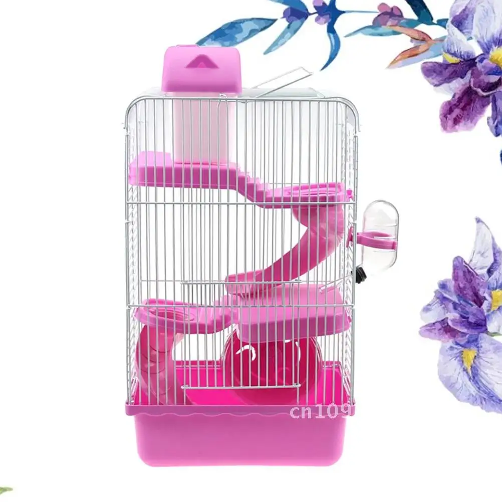 

Large Hamster Cage Three Layers Hamster Cage Includes Wheel Bottle for Hamster Small House Pets Out Exercise Water Dish Hide-