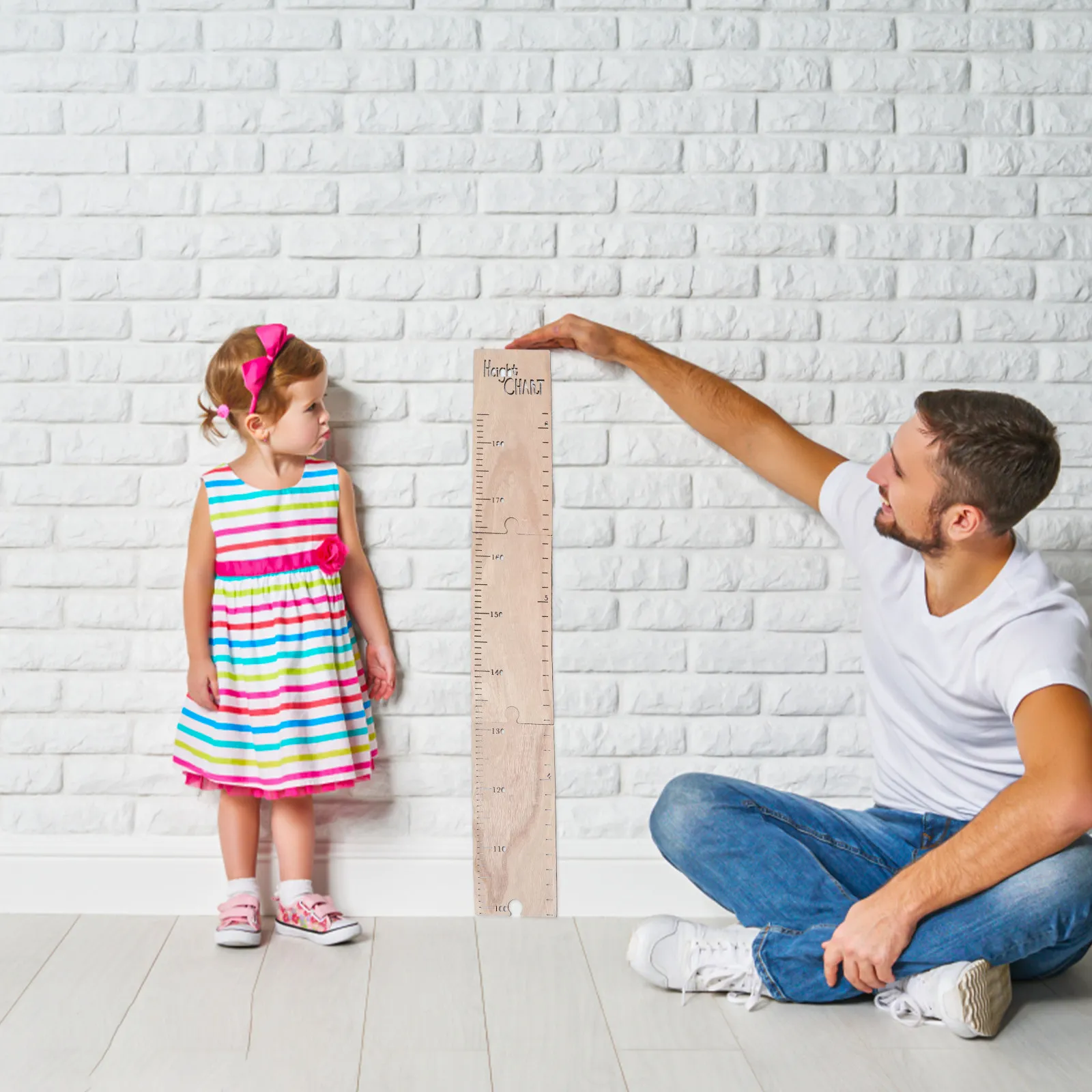1Set Kids Growth Chart Wooden DIY Wall Height Ruler for Tracking Child Development No Tools Required Home Nursery