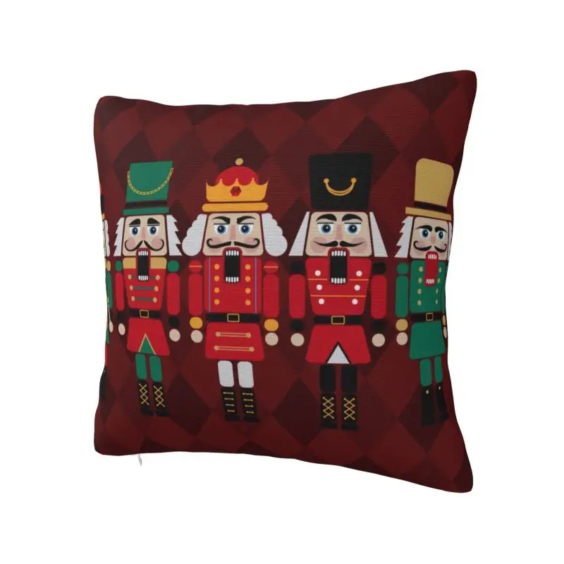 Christmas Nutcrackers Cushion Covers Velvet Cartoon Nutcracker Toy Soldier Throw Pillow Sofa Car Square Pillowcase Home Decor