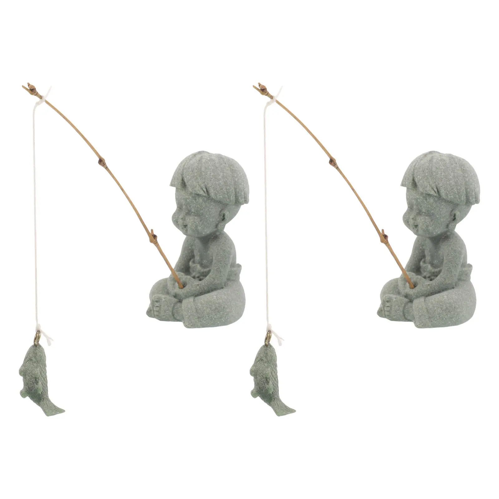 

2Pcs Boy Fishing Statue Outdoor Child Fishing Decor for Fish Tank Bonsai Terrarium Miniature Fisherman Ornament Desktop Garden