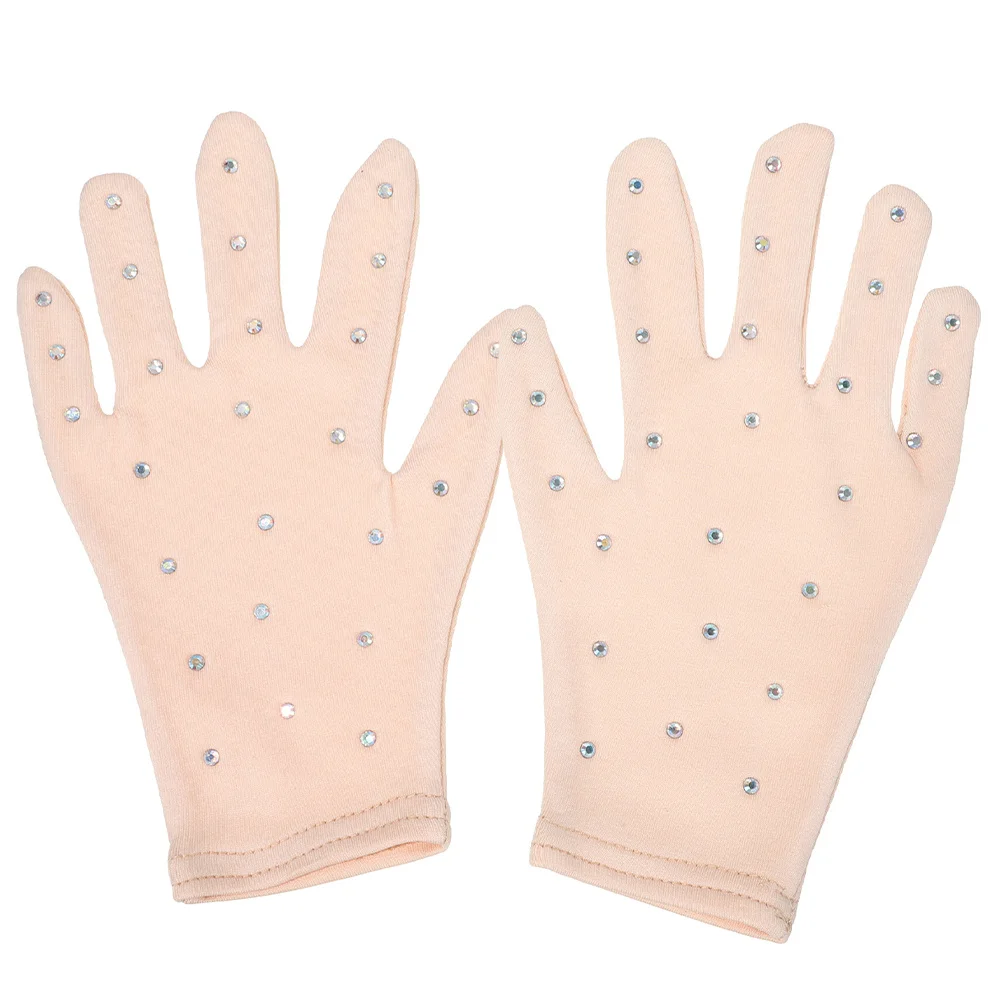 

1 Pair Figure Gloves Rhinestones For Women Dance Ice Skating Performance Stage Show Sparkly Gloves Party Wedding Event