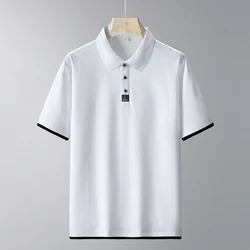 TFETTERS Luxury Brand Polo Shirt Men 2026 Summer Short Sleeve Tee Turn Down Collar Solid Color Casual White Tops