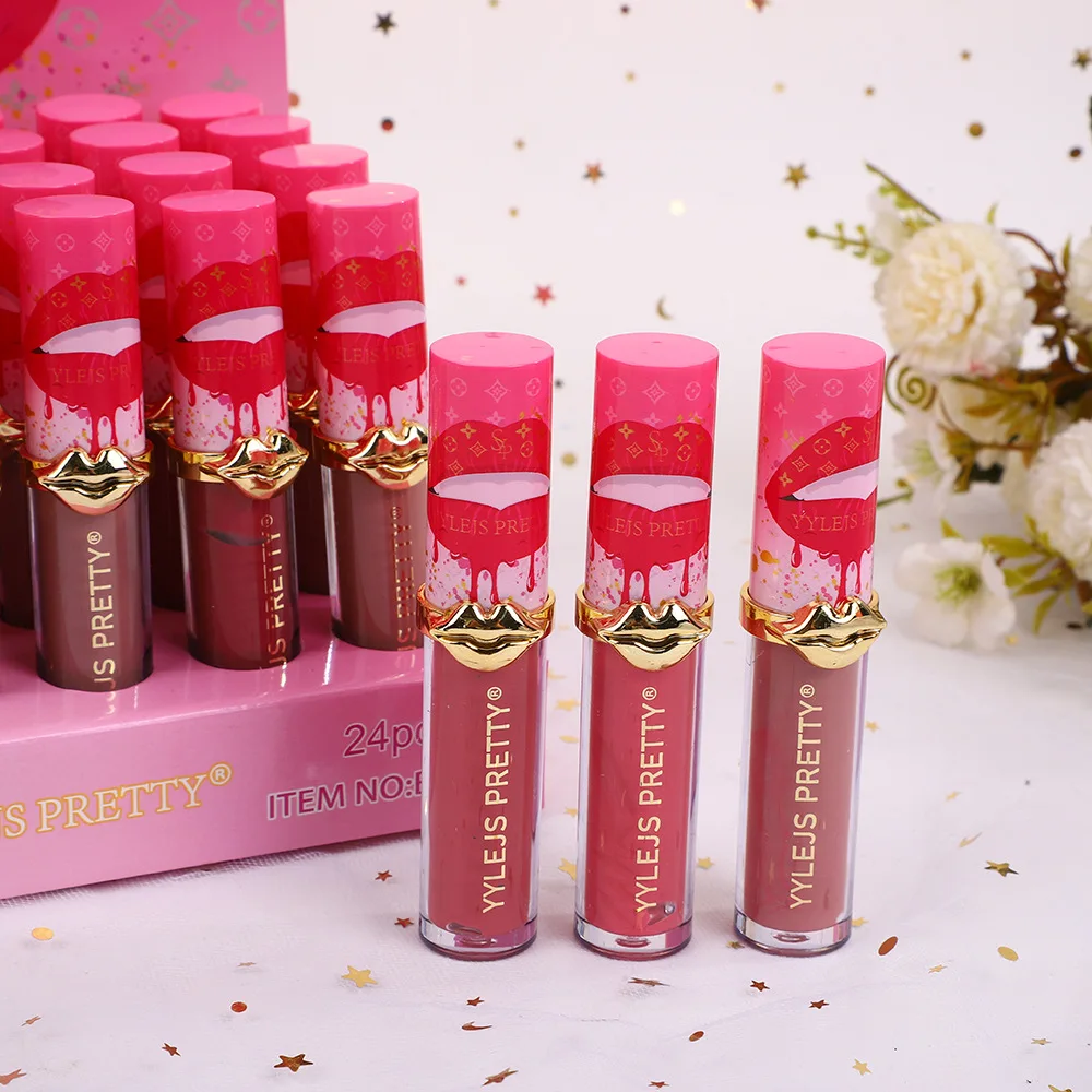 24 قطعة أحمر الشفاه السائل المخملي غير اللامع 6 ألوان امرأة مقاوم للماء طويل الأمد غير لاصق الشفاه الصبغات الشفاه ماكياج السائبة بالجملة