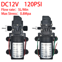 Dc 12V 120PSI 60W 5L/Min High Pressure Diaphragm Pump Mini Electric Self-priming Pump Water Washing Machine Pesticide Spraying